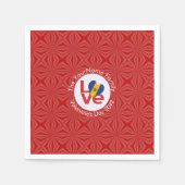 Barbadian LOVE Heart Flag Valentijn gepersonalisee Servet (Voorkant)