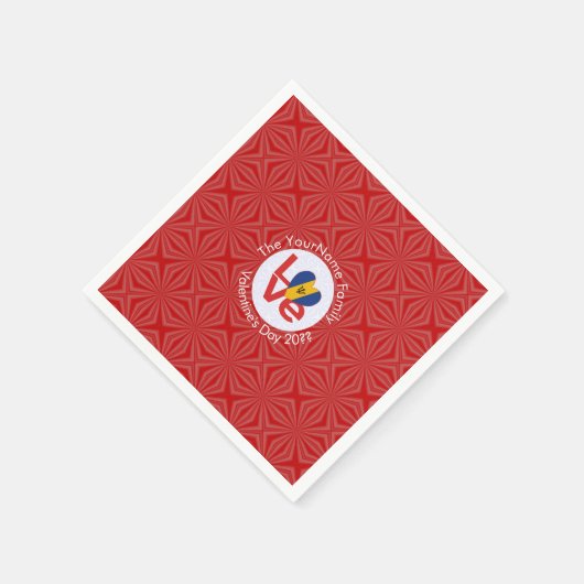 Barbadian LOVE Heart Flag Valentijn gepersonalisee Servet (Hoek)