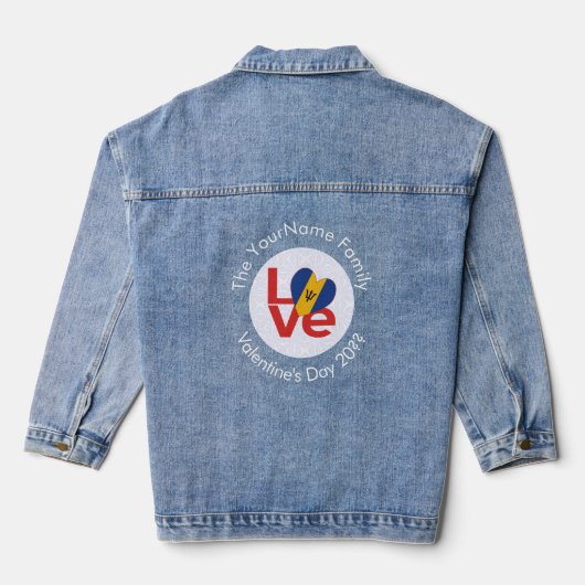 Barbadian Red LOVE Flag gepersonaliseerd Denim Jacket (Achterkant)