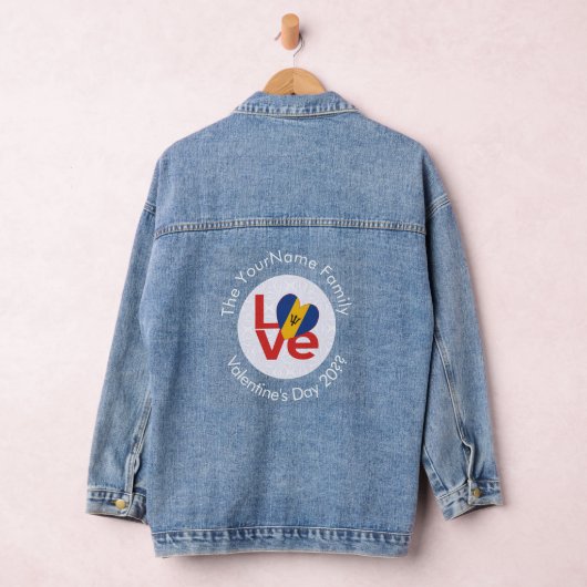 Barbadian Red LOVE Flag gepersonaliseerd Denim Jacket (Hangar)