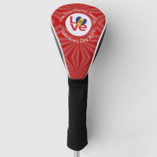 Barbadian Red LOVE Flag gepersonaliseerd Golfheadcover