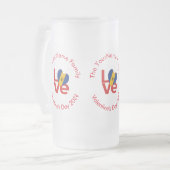 Barbadian Red LOVE Flag gepersonaliseerd Matglas Bierpul (Voorkant links)