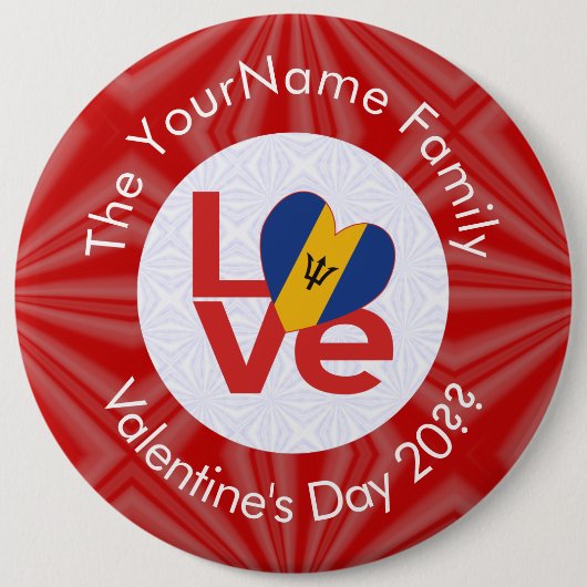 Barbadian Red LOVE Flag gepersonaliseerd Ronde Button 6,0 Cm (Voorkant)