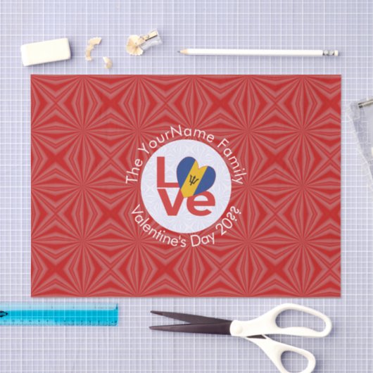 Barbadian Red LOVE Flag gepersonaliseerd Tissuepapier (Craft)
