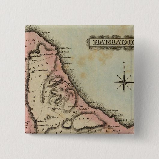 Barbado 2 vierkante button 5,1 cm (Voorkant)