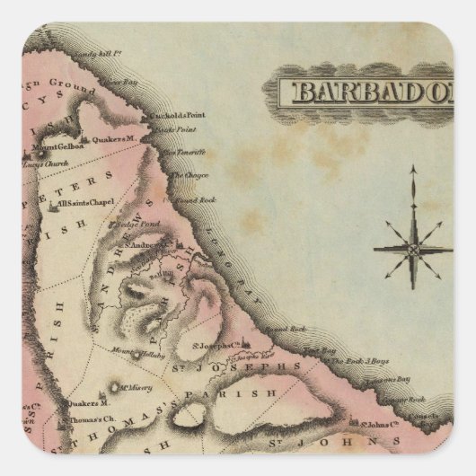 Barbado 2 vierkante sticker (Voorkant)