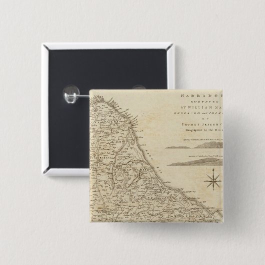 Barbado Vierkante Button 5,1 Cm (Voorkant /achterkant)