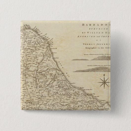 Barbado Vierkante Button 5,1 Cm (Voorkant)