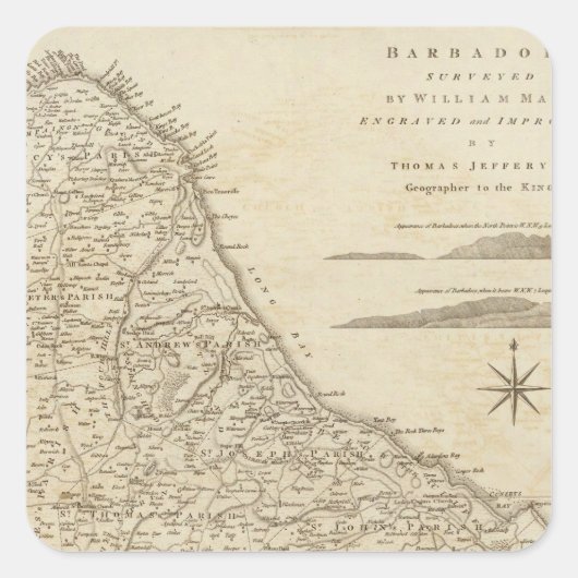 Barbado Vierkante Sticker (Voorkant)