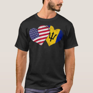Barbados Amerikaans Vlag Hart voor Barbadiaans T-shirt