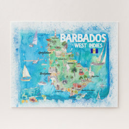 Barbados Antilles geïllustreerd Caribische reiskaa Legpuzzel
