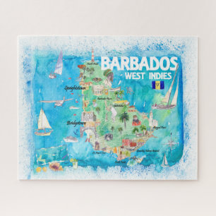 Barbados Antilles geïllustreerd Caribische reiskaa Legpuzzel