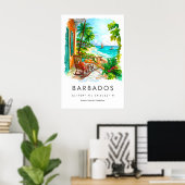 Barbados Aquarel Poster Barbados Reisprint (Thuiskantoor)