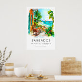 Barbados Aquarel Poster Barbados Reisprint (Keuken)