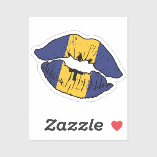 Barbados Barbadiaanse Lipstick Liefde Vlag Sticker (Vel)