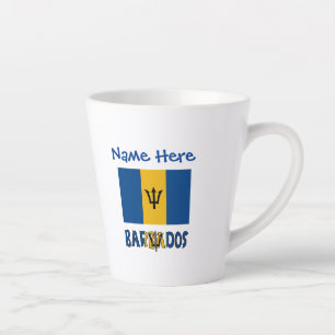 Barbados Barbadiaanse Vlag Blauw Personalisatie  Latte Mok