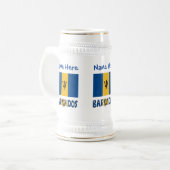 Barbados Barbadiaanse vlag Blauwe Personalisatie Bierpul (Voorkant links)