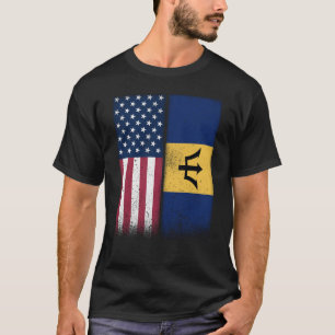 Barbados Barbadian American Flags Proud USA Barbad T-shirt