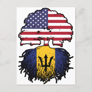 Barbados Barbadian American USA Tree Roots Flag Briefkaart