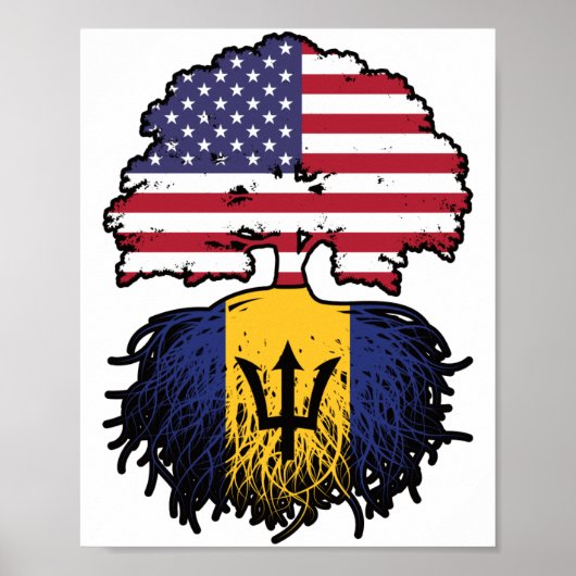 Barbados Barbadian American USA Tree Roots Flag Poster (Voorkant)