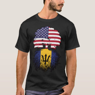 Barbados Barbadian American USA Tree Roots Flag T-shirt