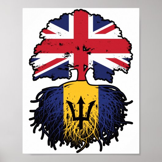 Barbados Barbadian Brits - Brits - Bergoldvlag Poster (Voorkant)