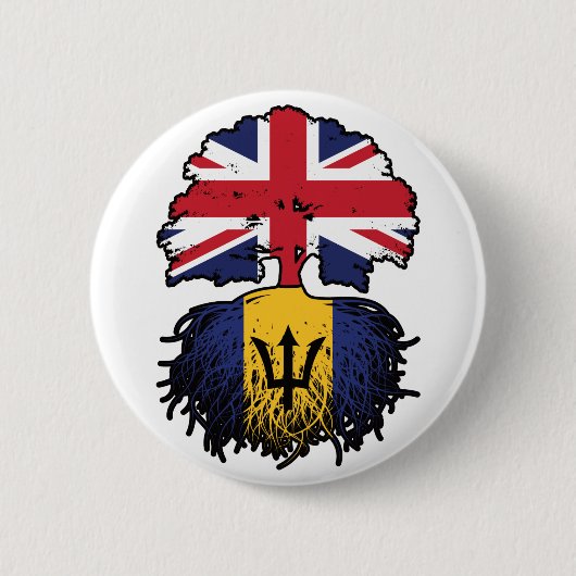 Barbados Barbadian Brits - Brits - Bergoldvlag Ronde Button 5,7 Cm (Voorkant)