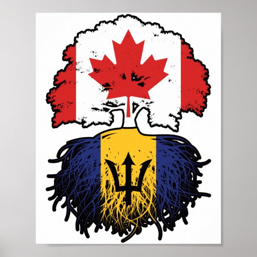Barbados Barbadian Canadian Canada Tree Roots Flag Poster (Voorkant)