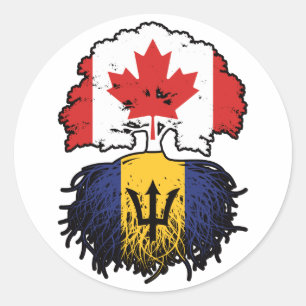 Barbados Barbadian Canadian Canada Tree Roots Flag Ronde Sticker