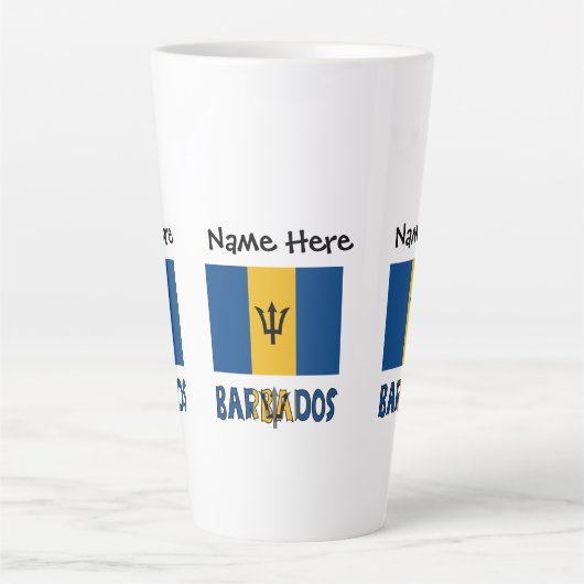 Barbadós Barbarian Vlag gepersonaliseerd Latte Mok (Voorkant)