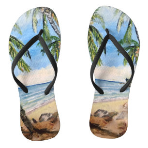 Barbados Beach, haar Teenslippers