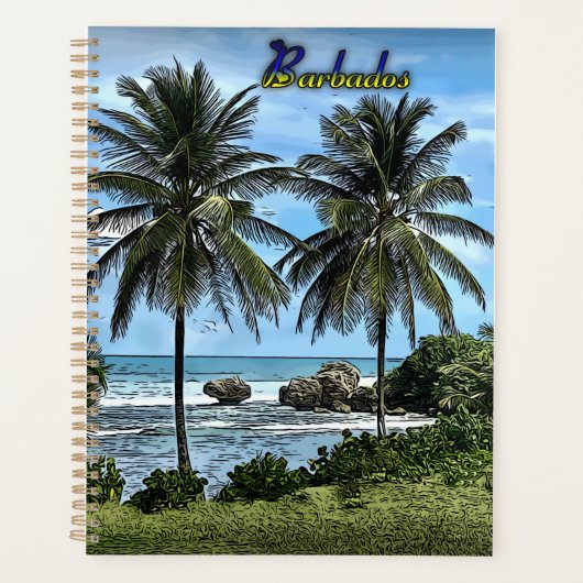 Barbados Beach Palm Trees Planner (Voorkant)