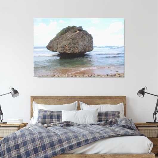 Barbados Big Rock in Bathsheba Canvas Print (Insitu (Slaapkamer))