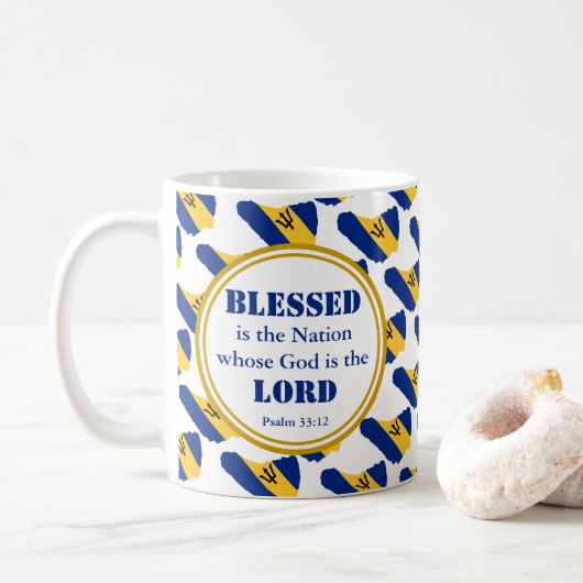 BARBADOS Blessed Nation Monogram Christelijk Koffiemok (Met donut)