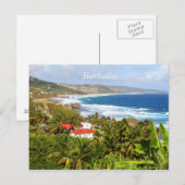 Barbados Briefkaart, Oceaan, tropische bomen Briefkaart (Voorkant / Achterkant)