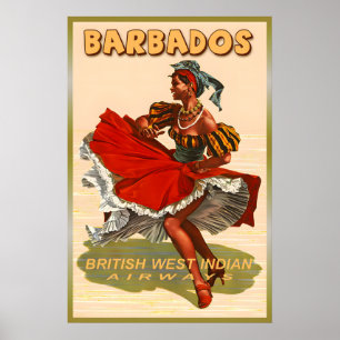 Barbados British West Indian Airways Nieuwe Retro Poster