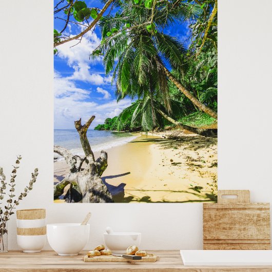 Barbados Caribbean Beach Palm Tree Retreat Poster (Keuken)