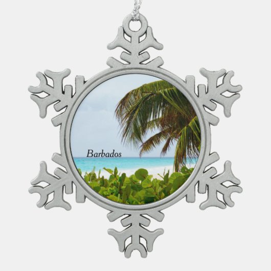 Barbados, Caribische strand Tin Sneeuwvlok Ornament (Voorkant)