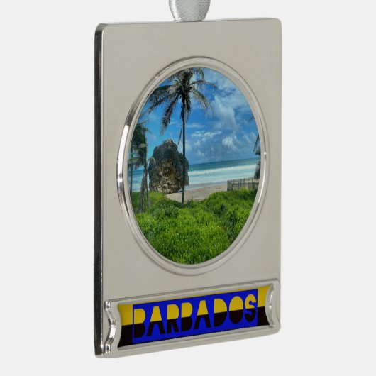 Barbados - Cattlewash Beach Verzilverd Banner Ornament (Rechts)