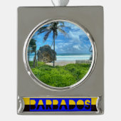 Barbados - Cattlewash Beach Verzilverd Banner Ornament (Voorkant)