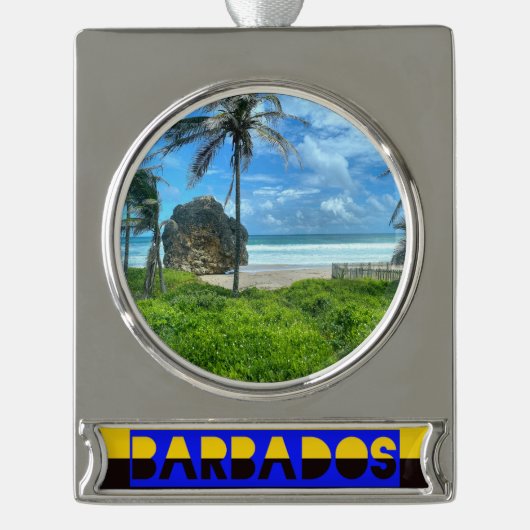 Barbados - Cattlewash Beach Verzilverd Banner Ornament (Voorkant)