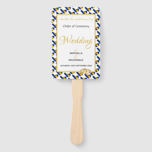 BARBADOS Christelijk Aangepast huwelijksprogramma Handwaaier (Voorkant)