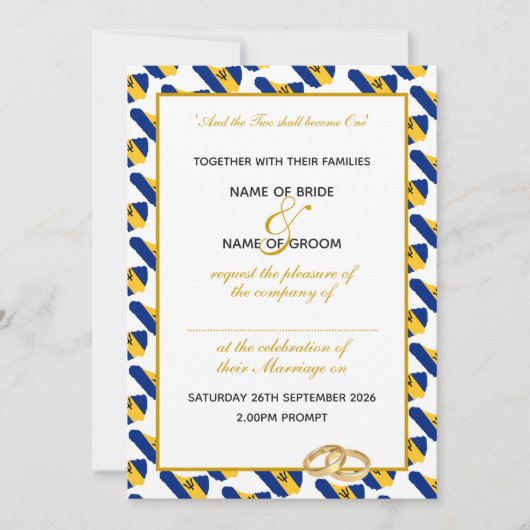 BARBADOS Christelijk Gold Script Celebration Weddi Kaart (Voorkant)