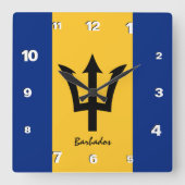 Barbados Clock, patriottisch tehuis, Barbados Flag Vierkante Klok (Voorkant)