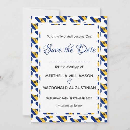 BARBADOS Custom Celebration Scripting Wedding Save The Date (Voorkant)