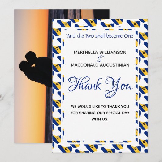 BARBADOS Custom Photo Wedding Bedankkaart (Voorkant / Achterkant)