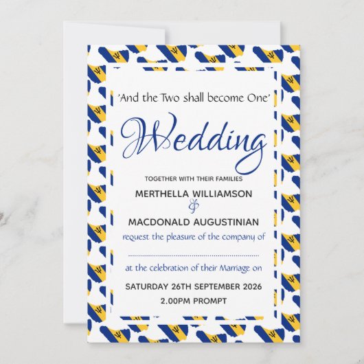 BARBADOS Custom Wedding Celebration Scripture Kaart (Voorkant)
