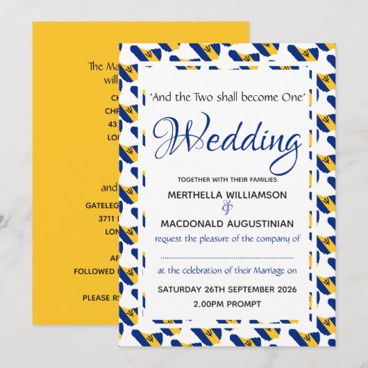 BARBADOS Custom Wedding Celebration Scripture Kaart (Voorkant / Achterkant)