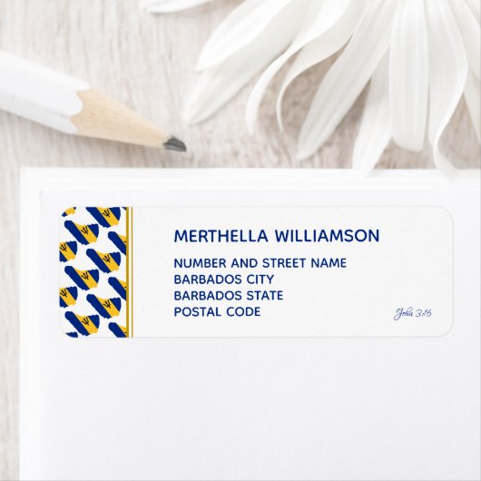 BARBADOS Custom Wedding Return Adres Label (Insitu)
