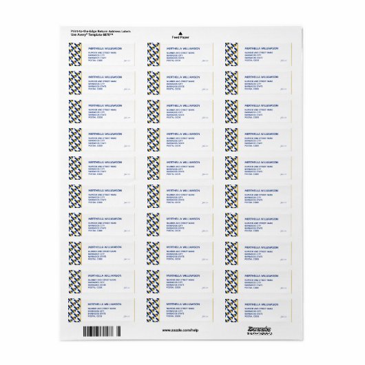 BARBADOS Custom Wedding Return Adres Label (Full Sheet)